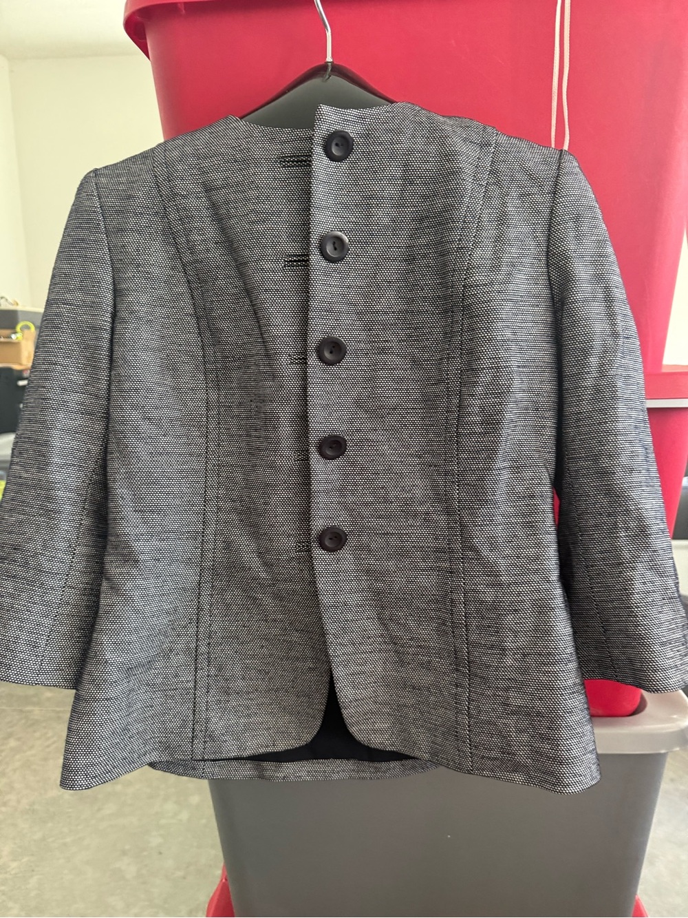 Women's Gray Textured Button-Front Jacket m50 - Picture 2 of 4